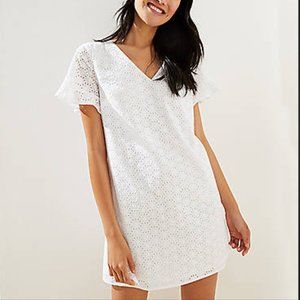 Loft Eyelet Flutter Cuff Shift Dress